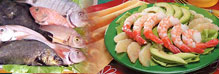 Mariscos y pescados.